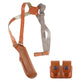 Basketweave Leather Vertical Shoulder Holster & Double Speedloader Case 357 Magnum & Similar Revolvers 4" Handmade!