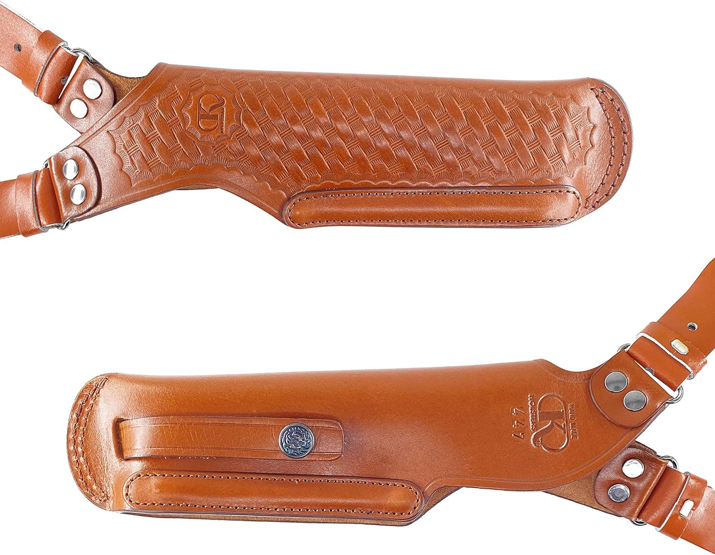Vertical Shoulder Holster for Beretta 92 92F 96 B803 | Taurus 92&99, Basketweave Leather Shoulder Holster with Double Magazine Pouch Left Handed Handmade! (#L40006-92)