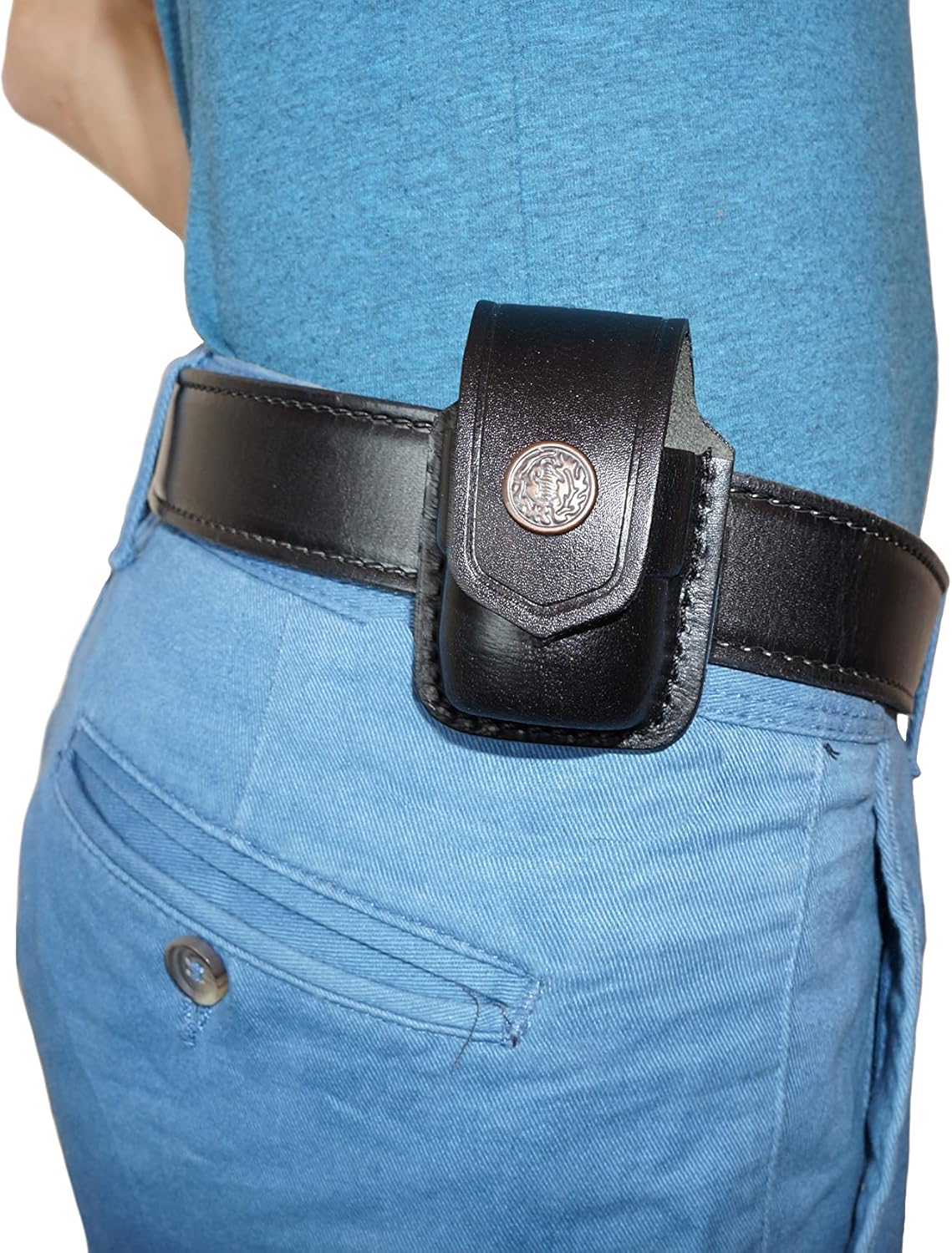 357 Magnum Holster, 2 Slot Pancake OWB Leather Gun Holster Thumb Break Handmade!