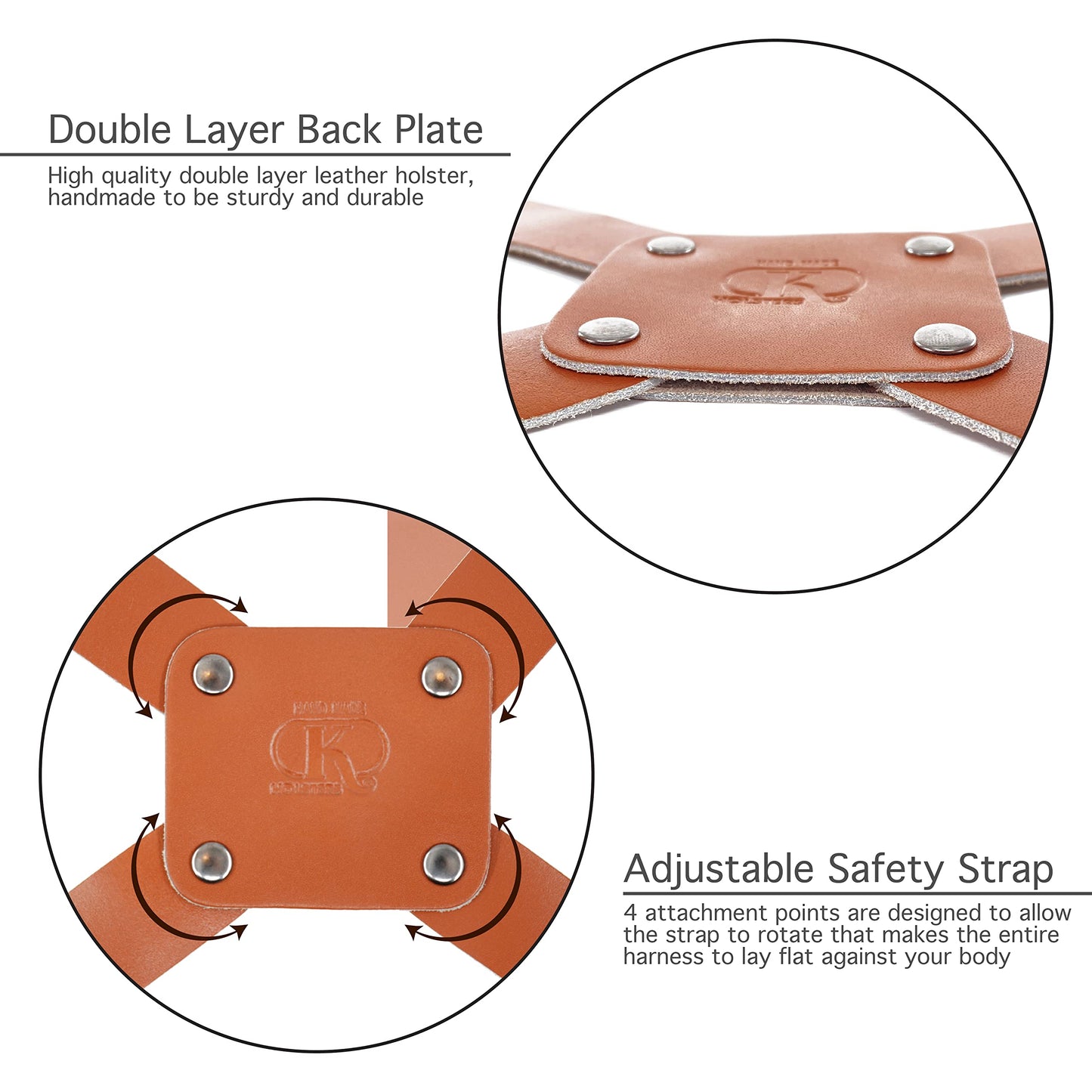 KHS343 Horizontal Shoulder & Belt Holster with Double Magazine Pouch RH Fits Colt Ruger Springfield Taurus 1911 Handmade! Free Extension for Big Body Size!