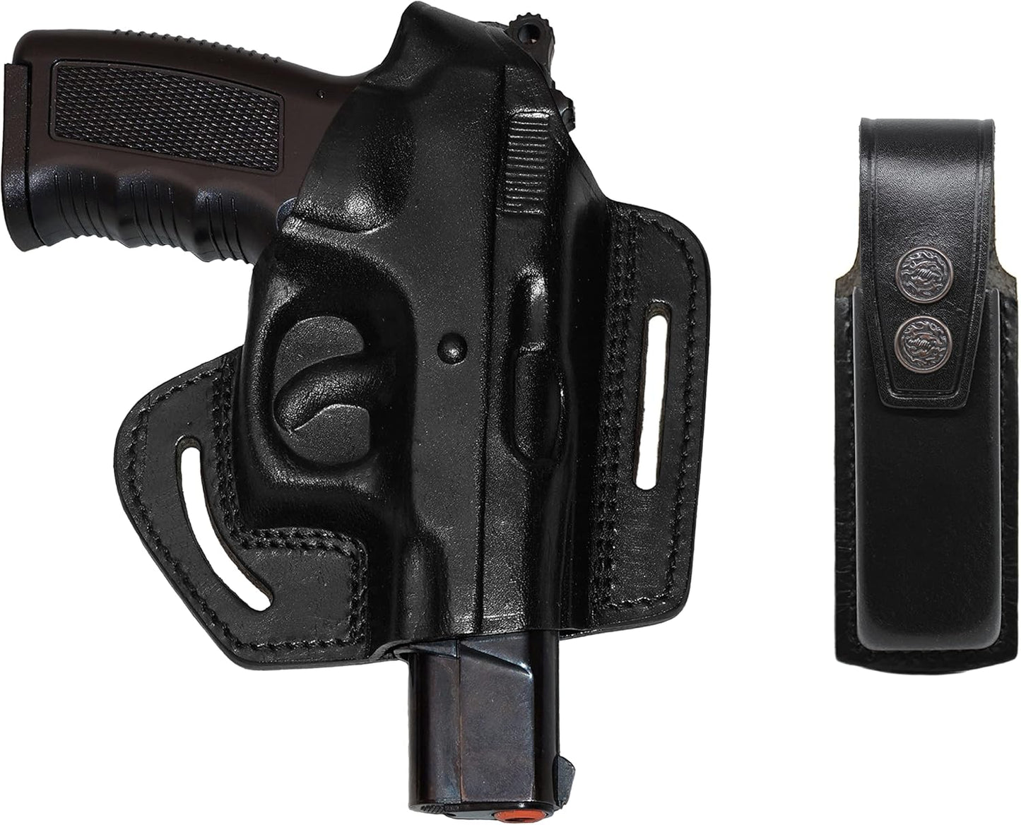 CZ 75 Leather Holster Pancake OWB Thumb Break Open-end Leather Gun Holster 2 Slot Handmade Brown Geunine Leather Holster!
