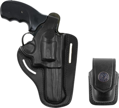 357 Magnum Holster, 2 Slot Pancake OWB Leather Gun Holster Thumb Break Handmade!