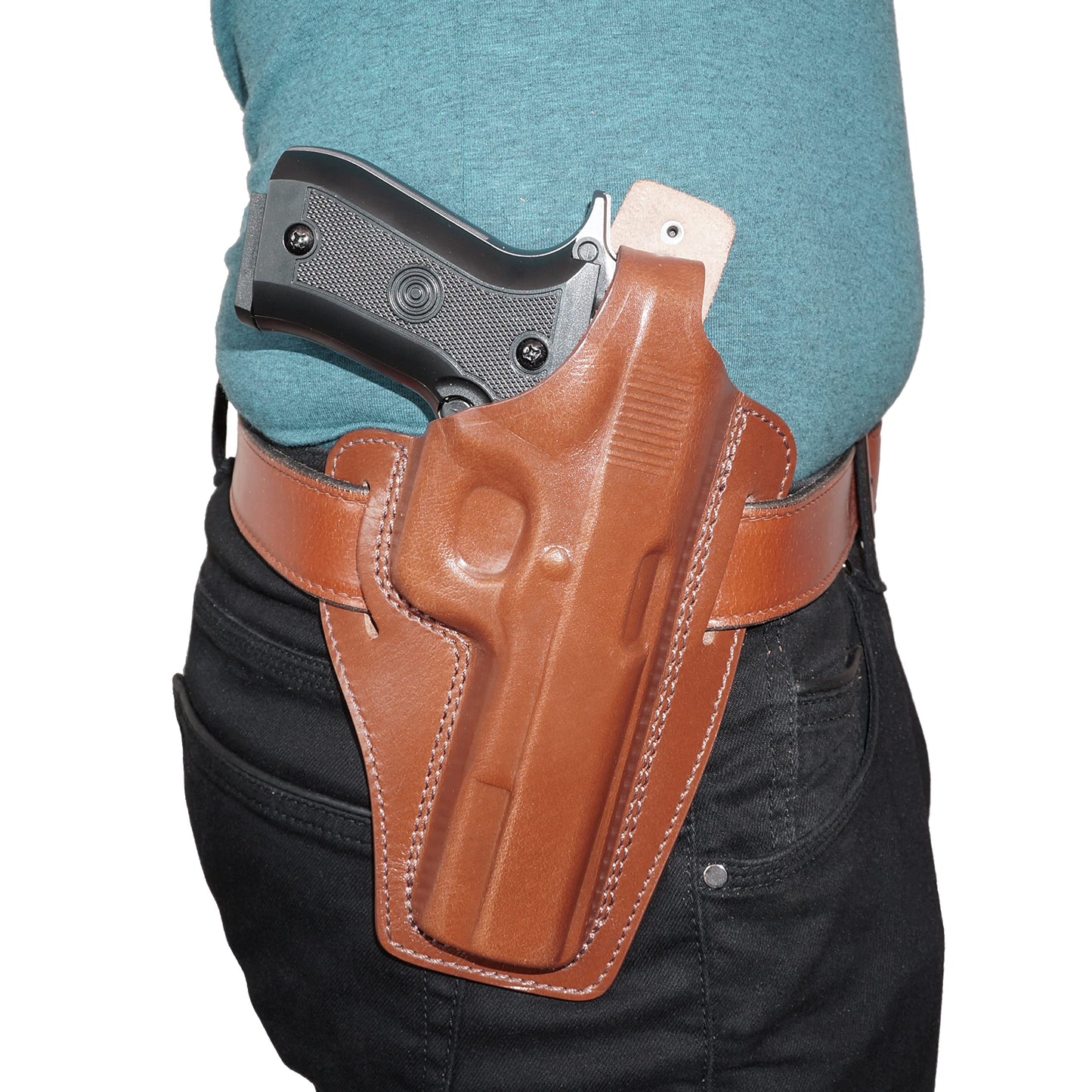 KHS343 Horizontal Shoulder & Belt Holster with Double Magazine Pouch RH Fits Colt Ruger Springfield Taurus 1911 Handmade! Free Extension for Big Body Size!