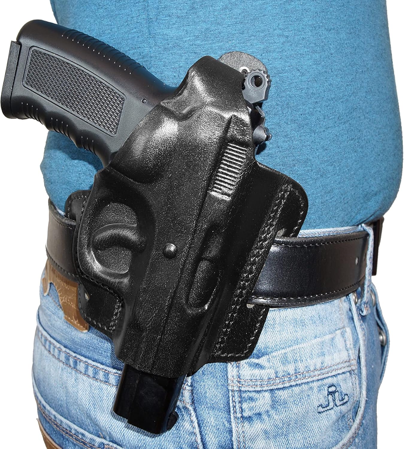 CZ 75 Leather Holster Pancake OWB Thumb Break Open-end Leather Gun Holster 2 Slot Handmade Brown Geunine Leather Holster!