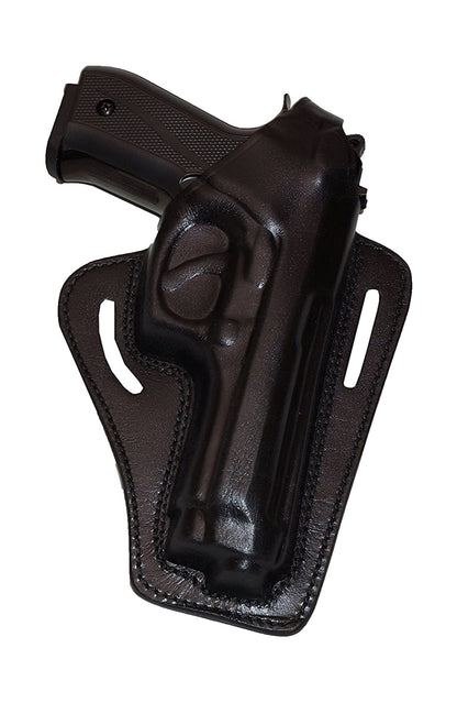 Leather gun Holster 9mm pistol glock 19 17 43 1911 owb adjustable belt pancake holsters black brown taurus g2c g3c thumb break open men women western sig sauer smith Wesson Ruger Springfield concealed carry right hand 1791