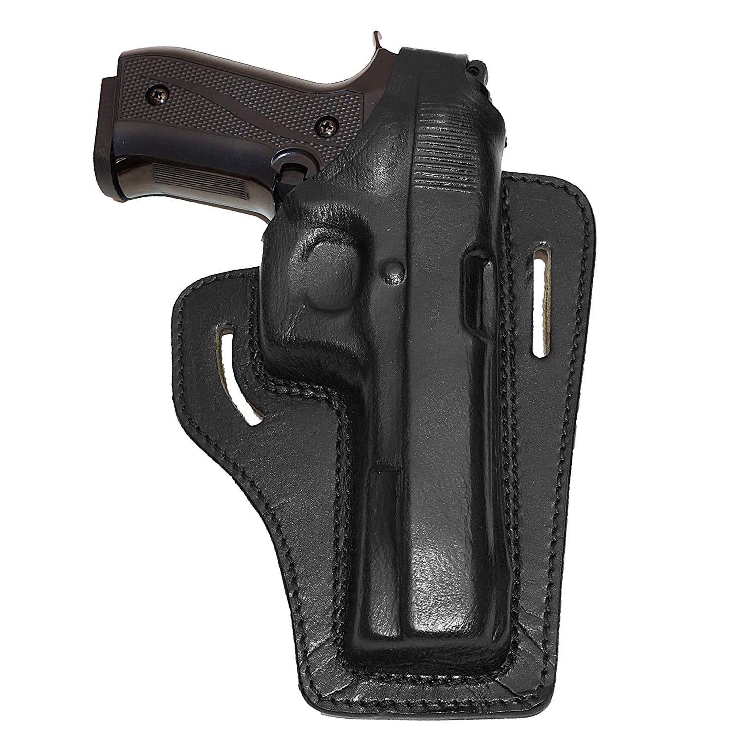 Leather gun Holster 9mm pistol glock 19 17 43 1911 owb adjustable belt pancake holsters black brown taurus g2c g3c thumb break open men women western sig sauer smith Wesson Ruger Springfield concealed carry right hand 1791