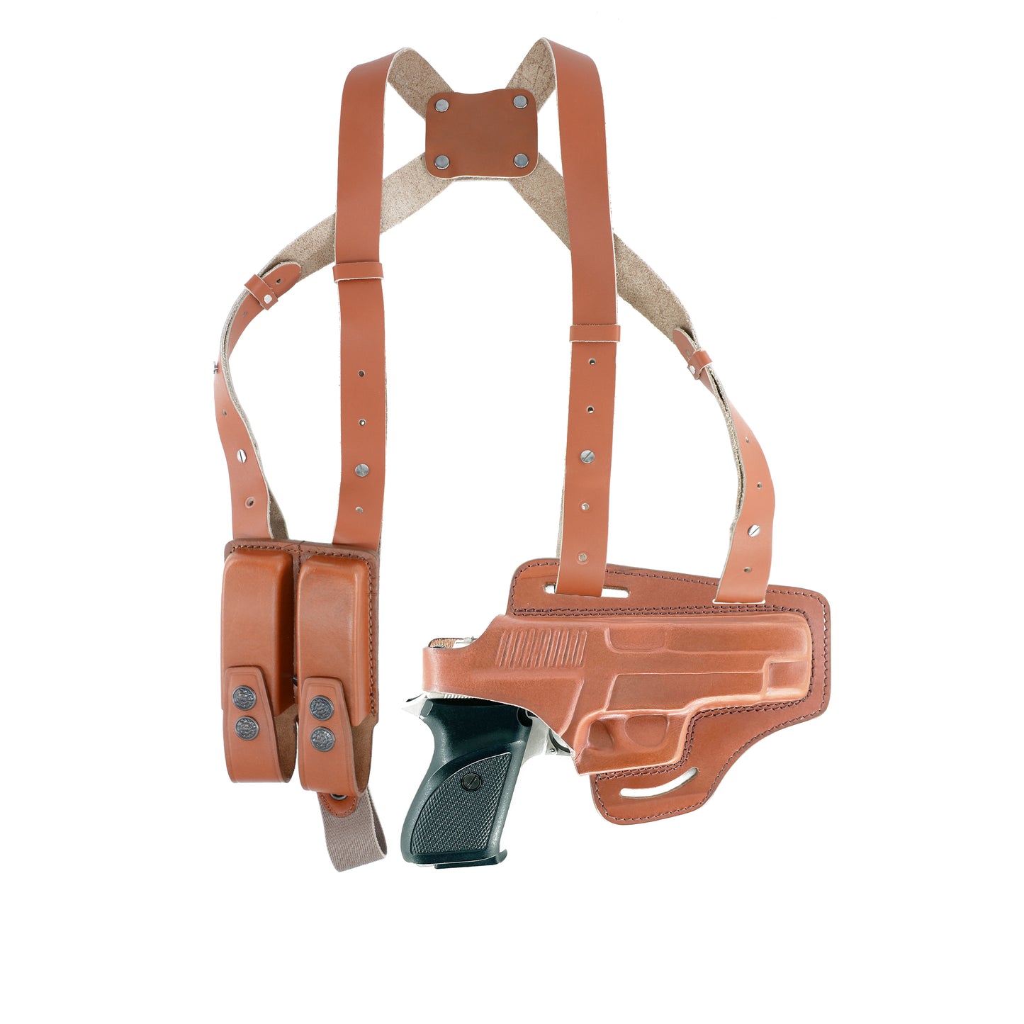 KHS341 Leather Shoulder & Belt Holster with Double Mag Pouch for Sig Sauer P226 (2in1)