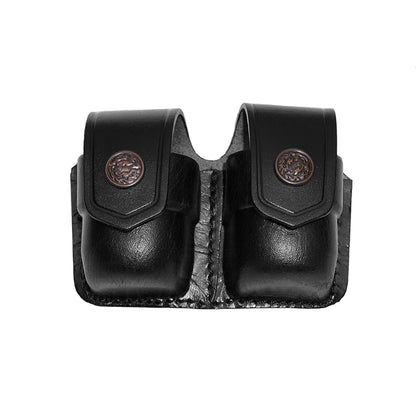 Double Speedloader Carrier/Case/Pouch for S&W 357 Magnum Genuine Leather Handmade (BL038)