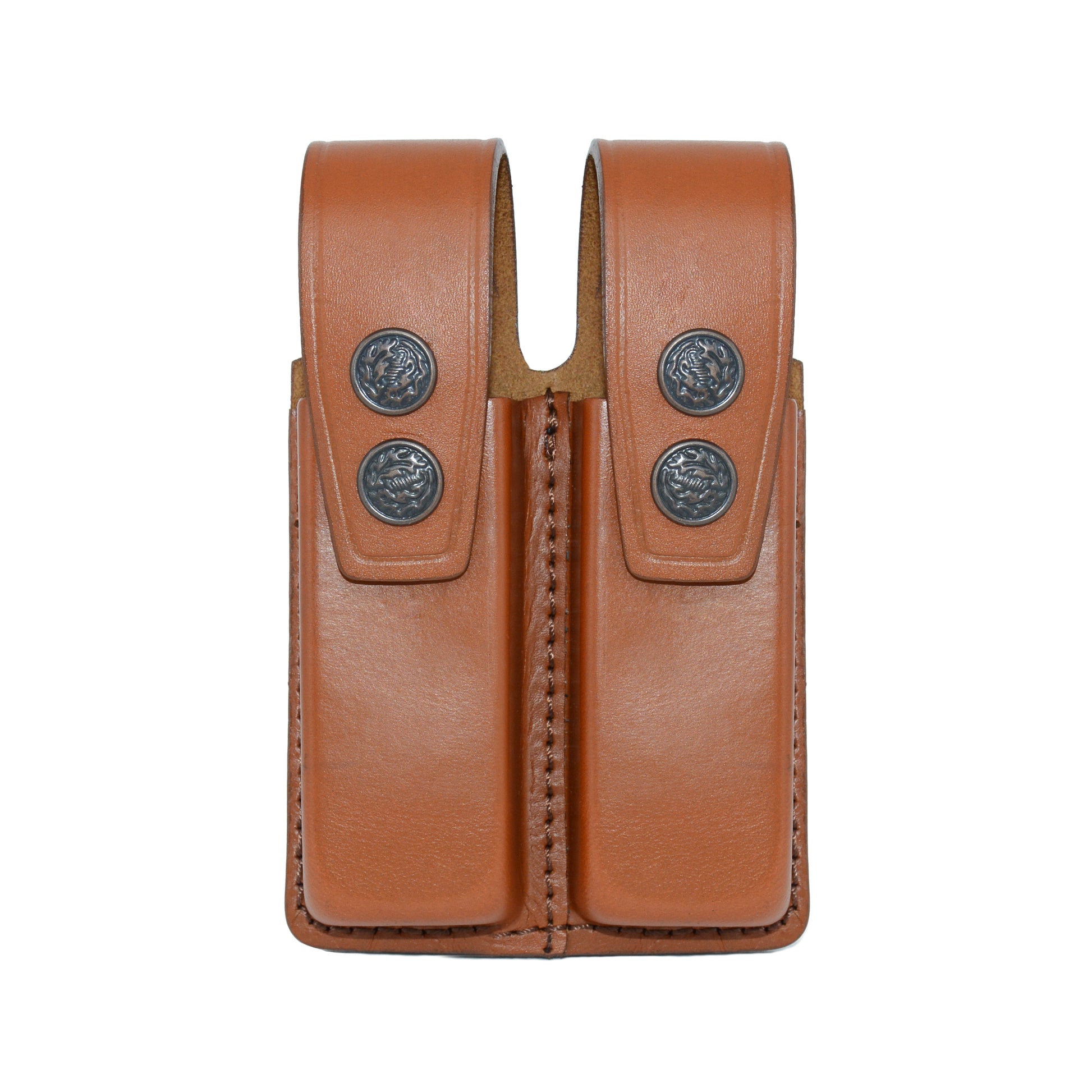 Leather pistol magazine pouch magazine holster holder hand gun Glock colt 17 19 22 23 1911 9mm brown black double belt loop police Mag Double Single Stack Clip Magazine Cartridge Beretta 92 Taurus cz 75 handmade magazine carrier case