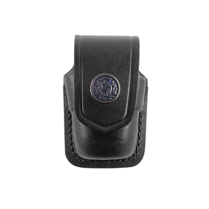 Leather revolver speed loader pouch speedloader holster 357 ammo holder brown black magazine loader round hand gun S&W smith wesson .22 .38 .44 .357 revolvers mag single double belt loop belt clip handmade speedloader carrier case police 6 shot