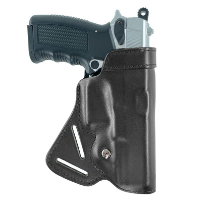 Leather gun Holster 9mm pistol glock 19 17 43 1911 owb adjustable belt pancake holsters black brown taurus g2c g3c thumb break open men women western sig sauer smith Wesson Ruger Springfield concealed carry right hand 1791