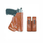 K47092 Small of Back Leather Holster RH & Double Magazine Pouch for Glock 19 Glock 23 Handmade!
