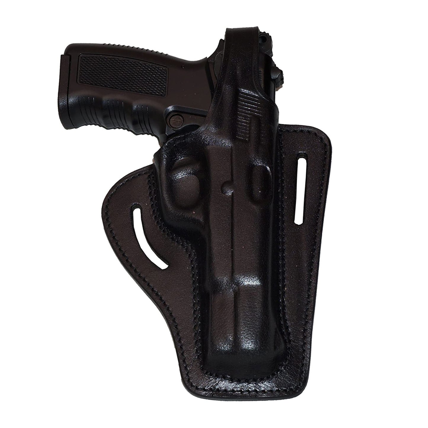 Leather gun Holster 9mm pistol glock 19 17 43 1911 owb adjustable belt pancake holsters black brown taurus g2c g3c thumb break open men women western sig sauer smith Wesson Ruger Springfield concealed carry right hand 1791