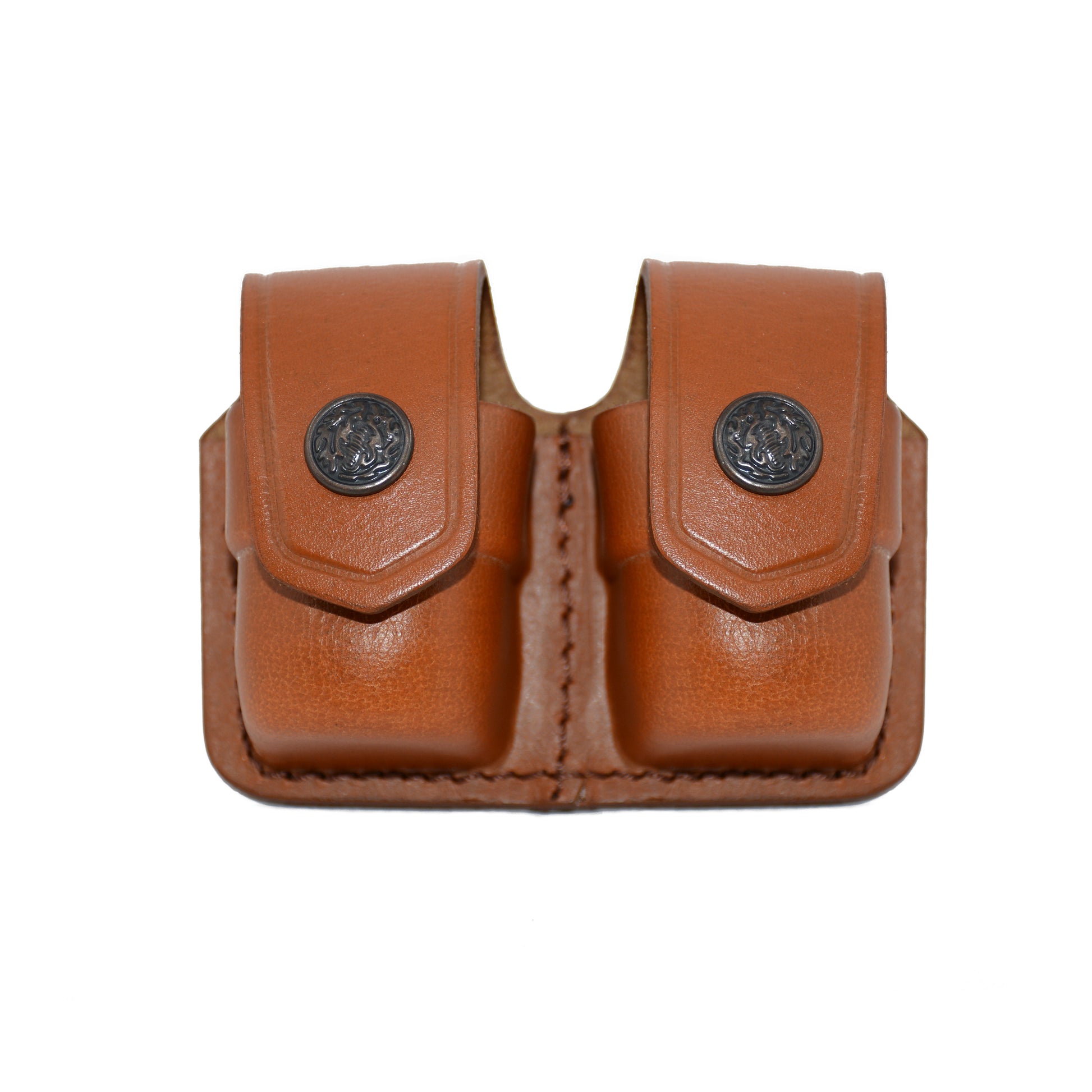 Leather revolver speed loader pouch speedloader holster 357 ammo holder brown black magazine loader round hand gun S&W smith wesson .22 .38 .44 .357 revolvers mag single double belt loop belt clip handmade speedloader carrier case police 6 shot