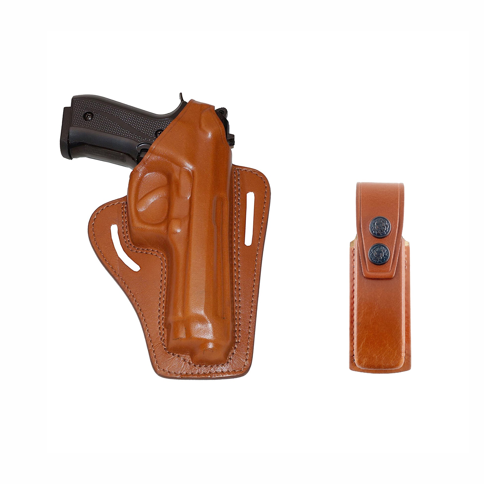 Leather gun Holster 9mm pistol glock 19 17 43 1911 owb adjustable belt pancake holsters black brown taurus g2c g3c thumb break open men women western sig sauer smith Wesson Ruger Springfield concealed carry right hand 1791