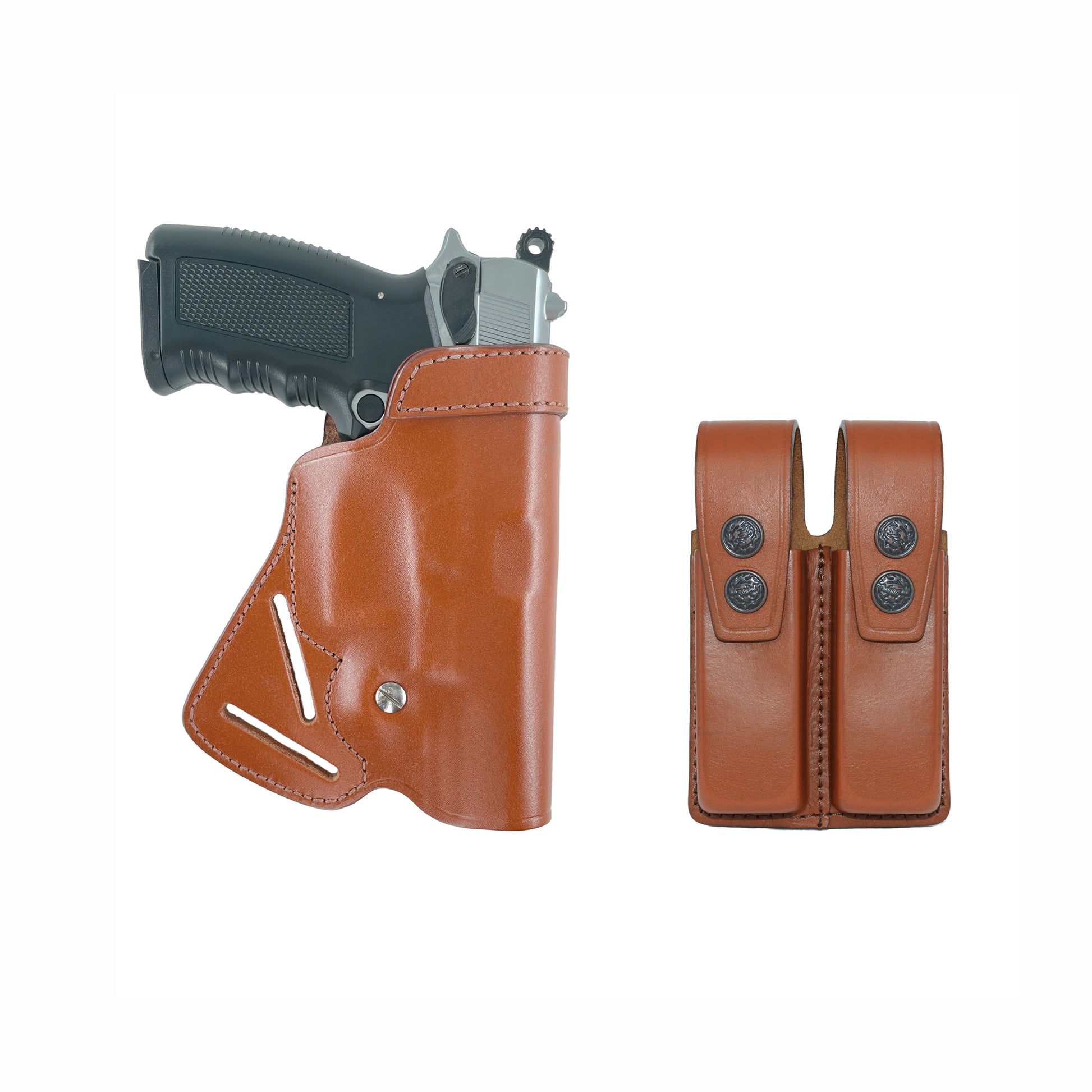 Leather gun Holster 9mm pistol glock 19 17 43 1911 owb adjustable belt pancake holsters black brown taurus g2c g3c thumb break open men women western sig sauer smith Wesson Ruger Springfield concealed carry right hand 1791