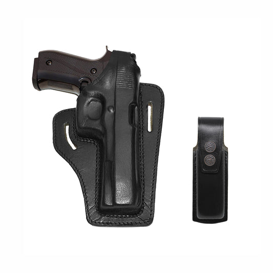 Leather gun Holster 9mm pistol glock 19 17 43 1911 owb adjustable belt pancake holsters black brown taurus g2c g3c thumb break open men women western sig sauer smith Wesson Ruger Springfield concealed carry right hand 1791