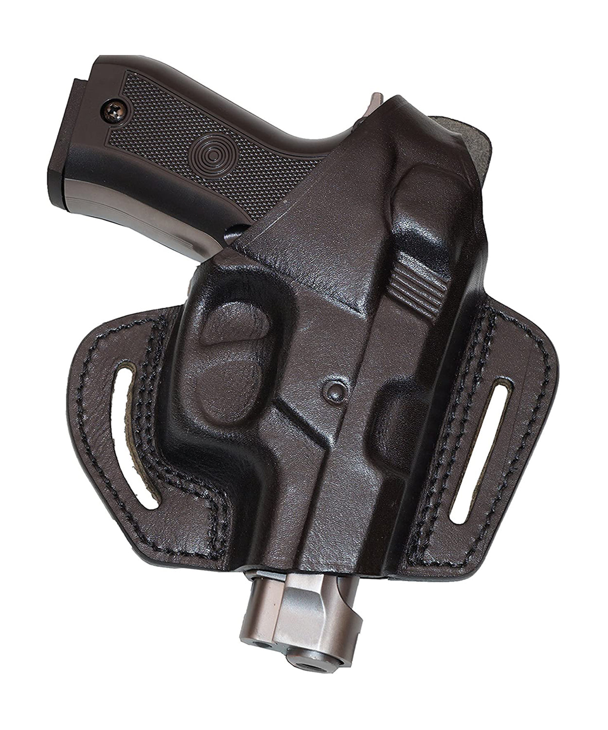 Leather gun Holster 9mm pistol glock 19 17 43 1911 owb adjustable belt pancake holsters black brown taurus g2c g3c thumb break open men women western sig sauer smith Wesson Ruger Springfield concealed carry right hand 1791