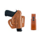 2 Slot Pancake Leather Holster Thumb Break RH Open-end Fits Beretta 92 92F 96 Taurus 92&99 with Single Magazine Pouch (#K30405)