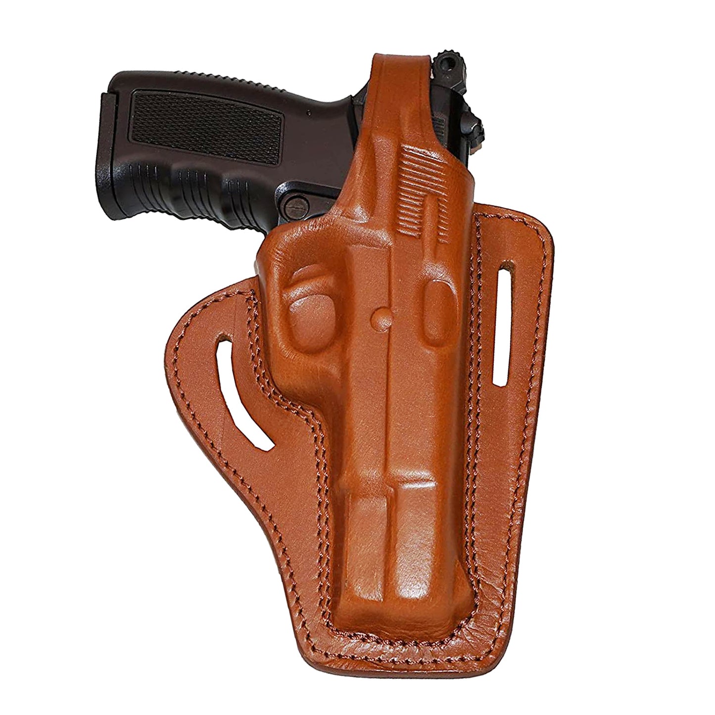 Browning HP Pancake OWB Leather Holster, 2 Slot, Thumb Break Right Hand (Alis309)