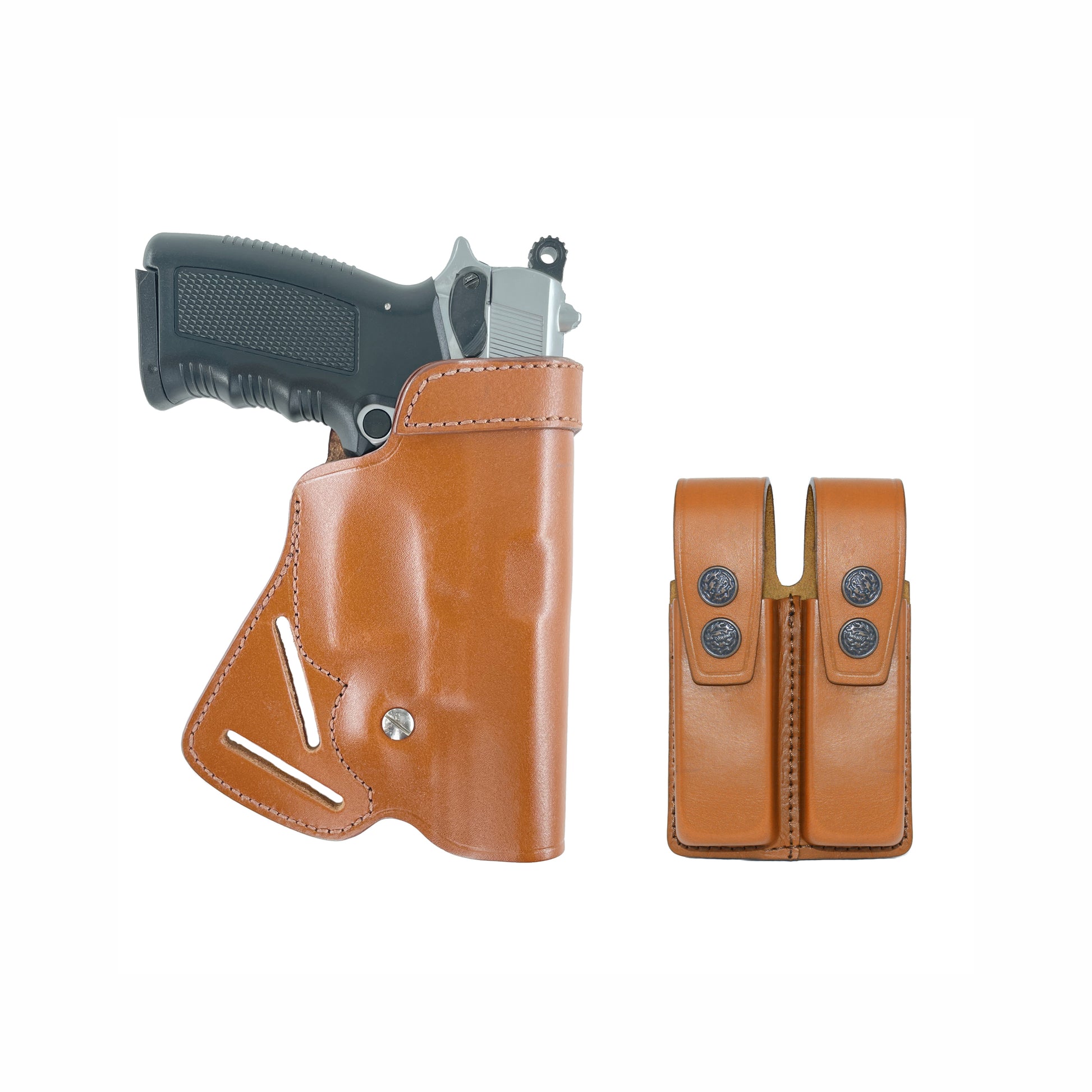 Leather gun Holster 9mm pistol glock 19 17 43 1911 owb adjustable belt pancake holsters black brown taurus g2c g3c thumb break open men women western sig sauer smith Wesson Ruger Springfield concealed carry right hand 1791