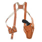 KHS305 Leather Vertical Shoulder & Belt Holster with Double speedloader Fits 357 Magnum & Similar Revolvers 4” Free Extension for Big Body Size!