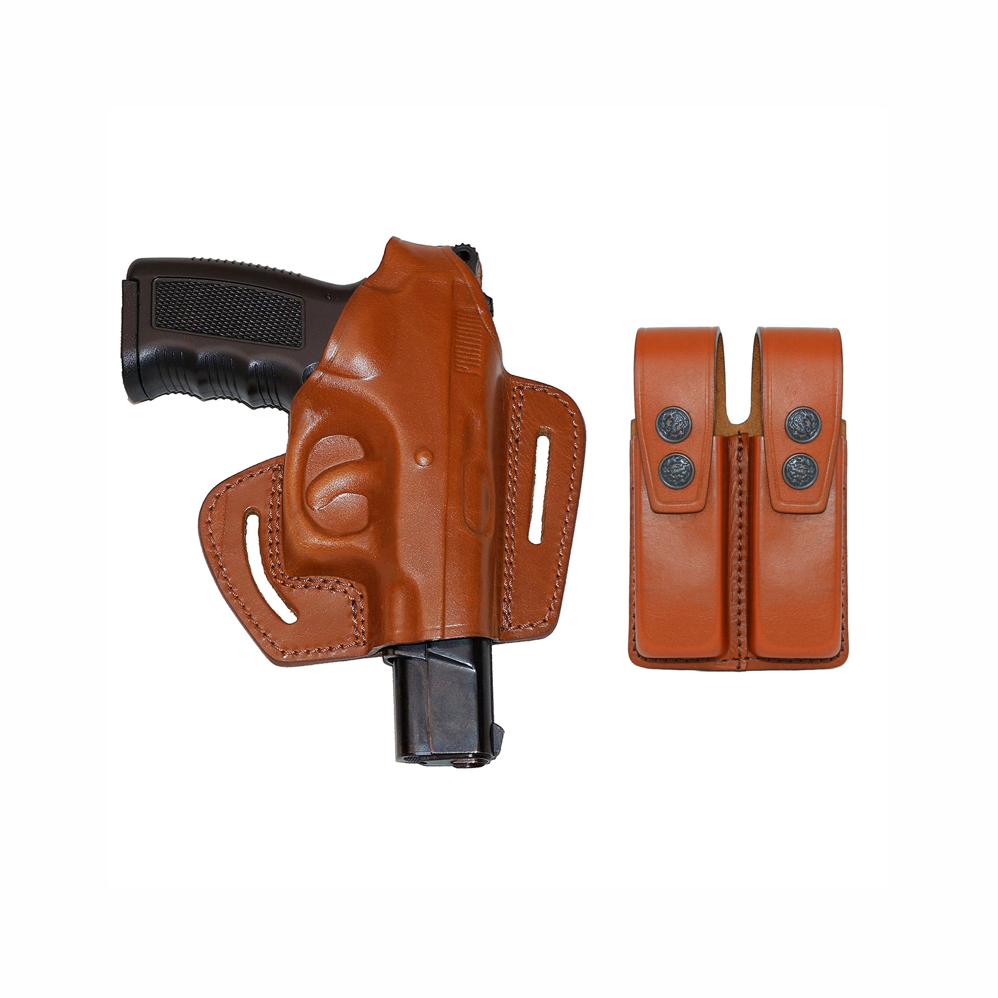 Leather gun Holster 9mm pistol glock 19 17 43 1911 owb adjustable belt pancake holsters black brown taurus g2c g3c thumb break open men women western sig sauer smith Wesson Ruger Springfield concealed carry right hand 1791