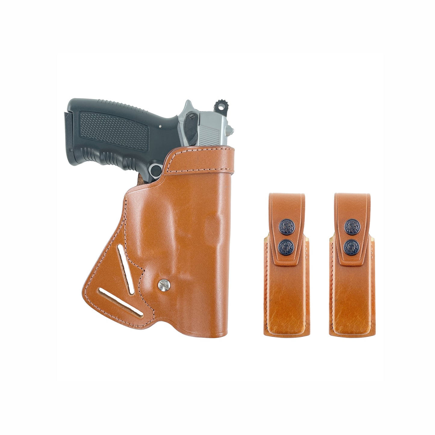 ALIS711202 Small of Back Leather Holster & Two Single Mag Pouches Fits Colt 1911 RH Handmade!