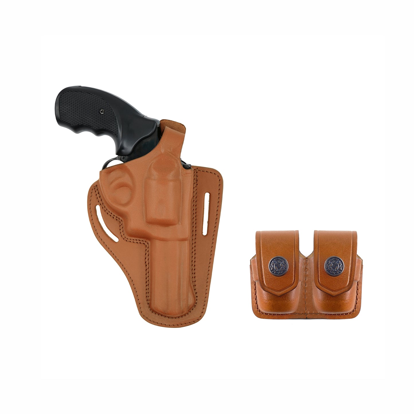 Leather revolver Holster OWB Pancake 22 38 gun holsters outside carry adjustable belt black brown J Frame Smith & Wesson Ruger LCR Taurus 905 handgun thumb break open men women western 3 Inch barrel caliber 357 magnum concealed carry right hand