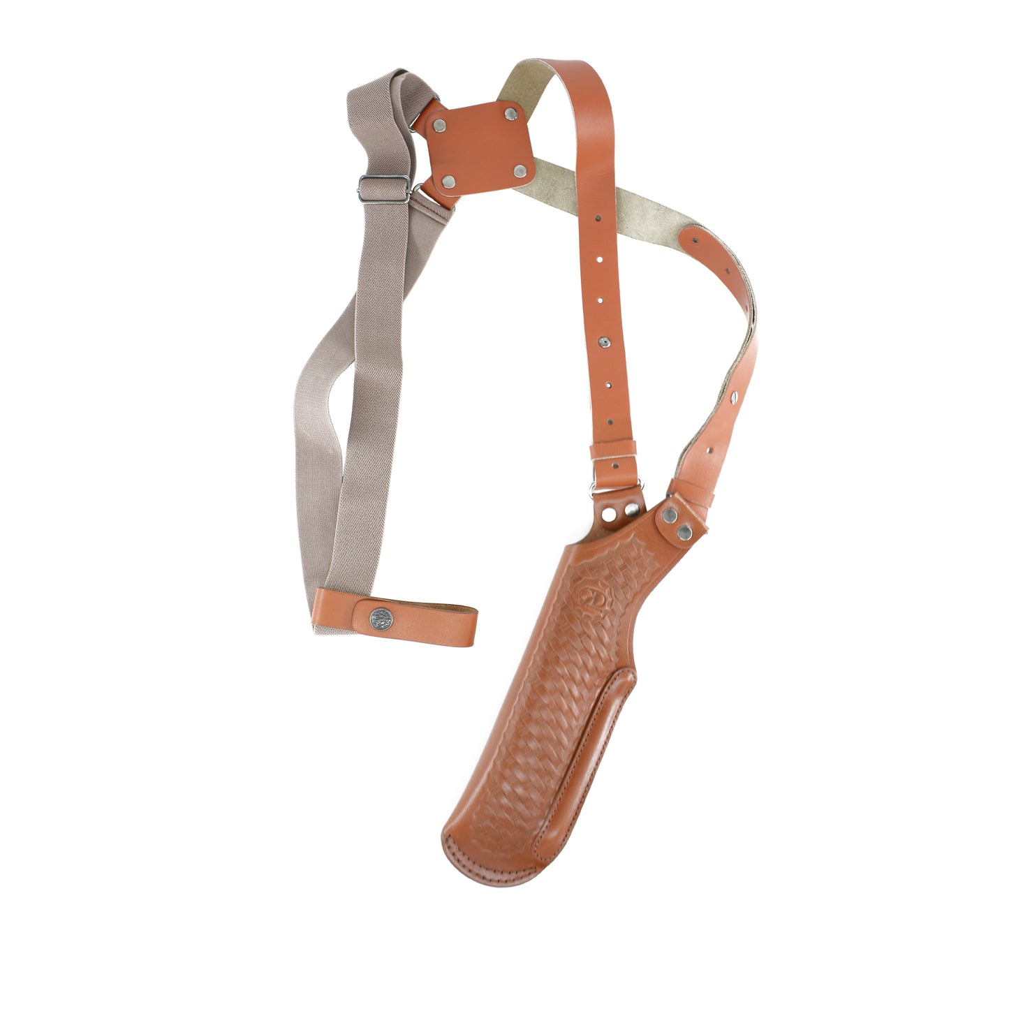 ALIS400 Basketweave Leather Vertical Shoulder Holster Fits Colt Ruger Taurus 1911 Clones Beretta Revolvers 4" Handmade!