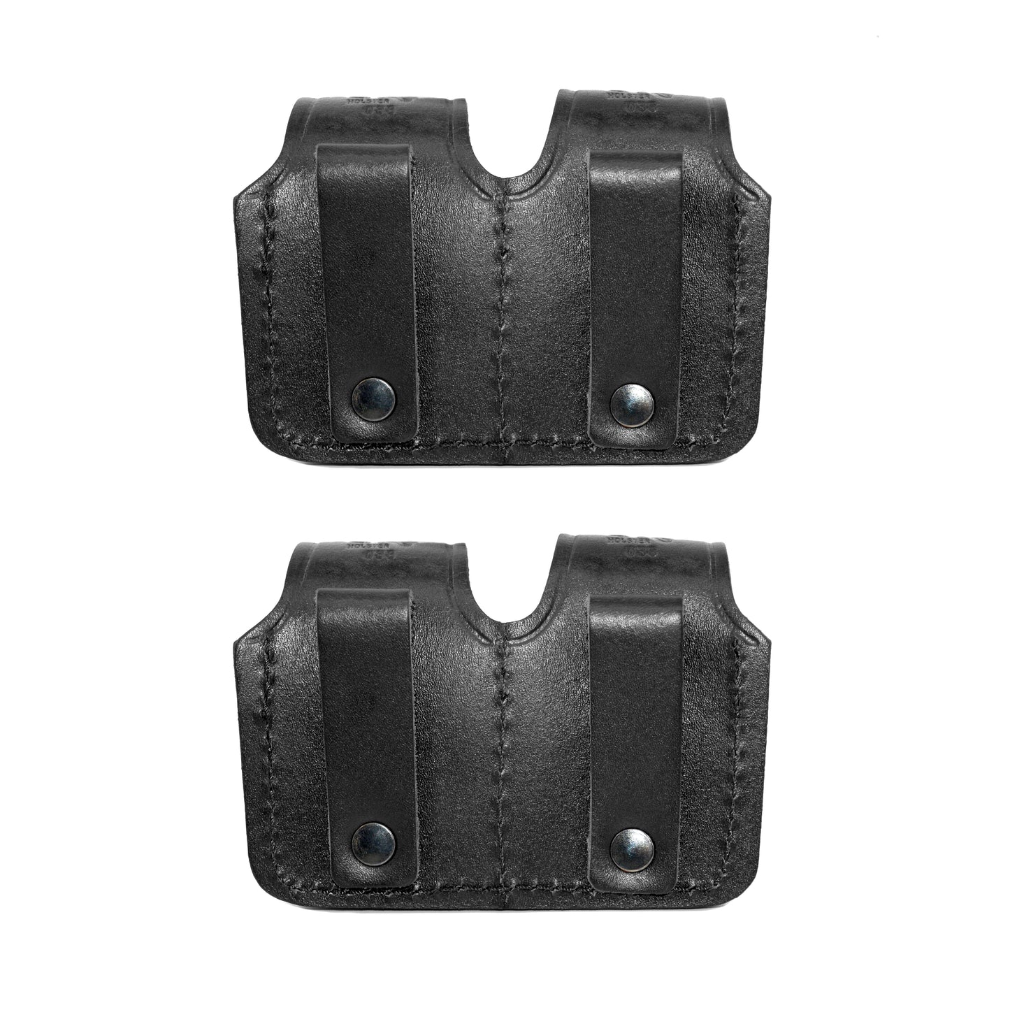 ALS3838 Two Double Speedloader Pouch for for 357 Magnum 6 & 7 Shots, 44 Magnum 5 Shot, S&W .38 Special 6 Shot speedloaders Genuine Leather Handmade!