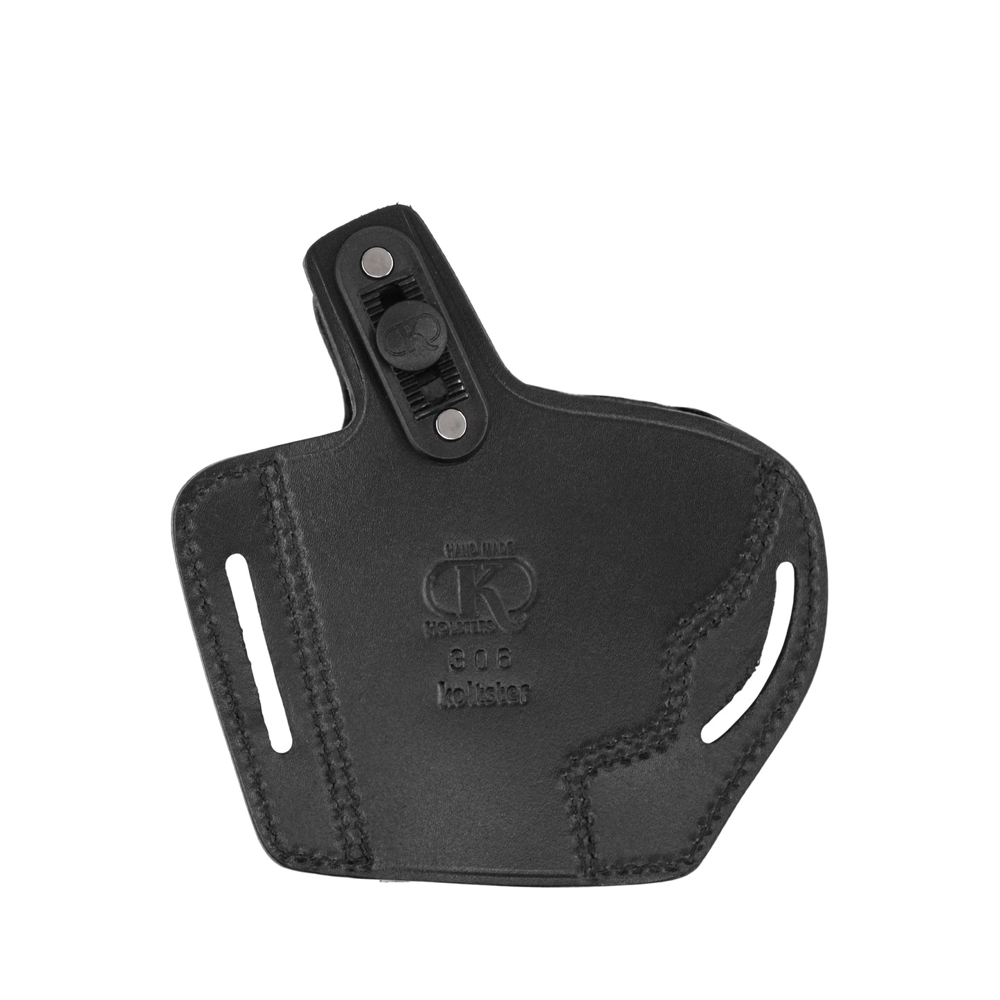 357 Magnum Pancake OWB Leather Holster, 2 Slot Thumb Break Right Hand, Handmade(Alis306)