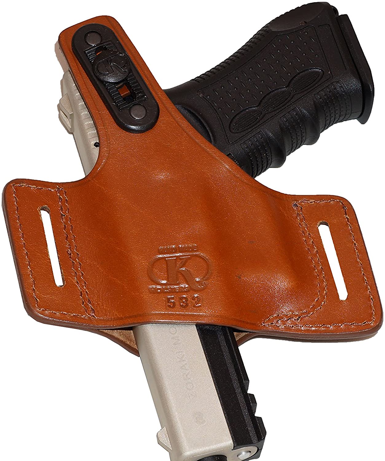 Pancake Leather Holster Fits Glock 17 19 22 23 26 27, Two Slot Hand-Molded Open-end RH Handmade! (ALIS532)