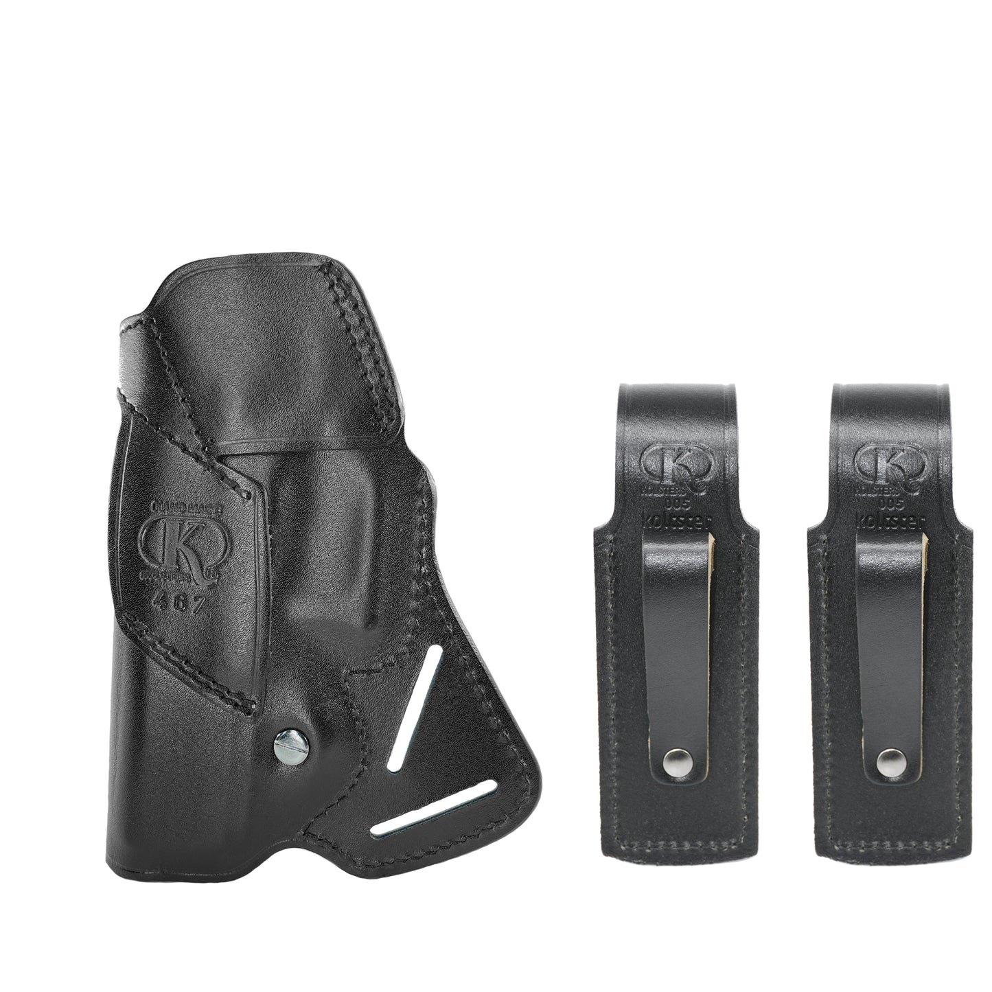 ALIS711202 Small of Back Leather Holster & Two Single Mag Pouches Fits Colt 1911 RH Handmade!