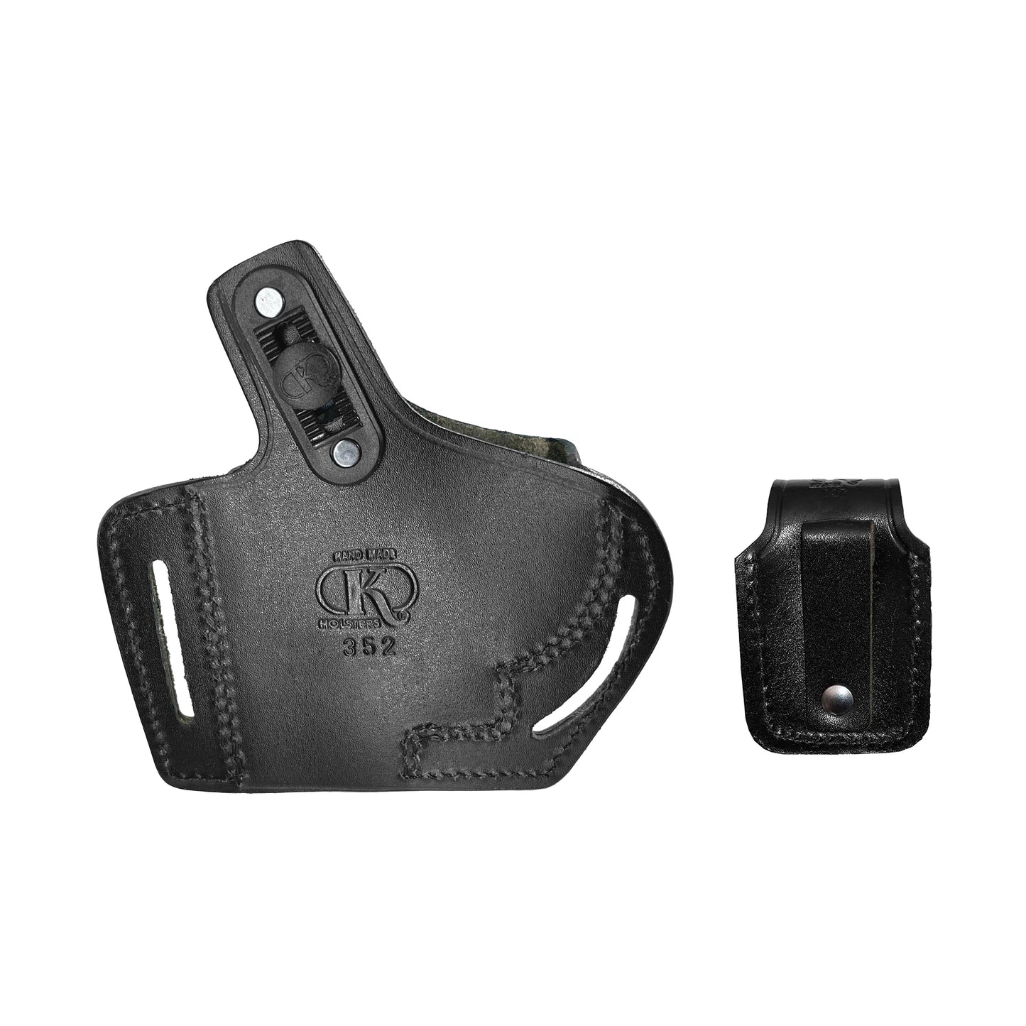 ALIS35237 2 Slot Pancake Leather Holster Open-end Thumb Break RH & Speedloader Case Fits S&W K Frame Handmade!