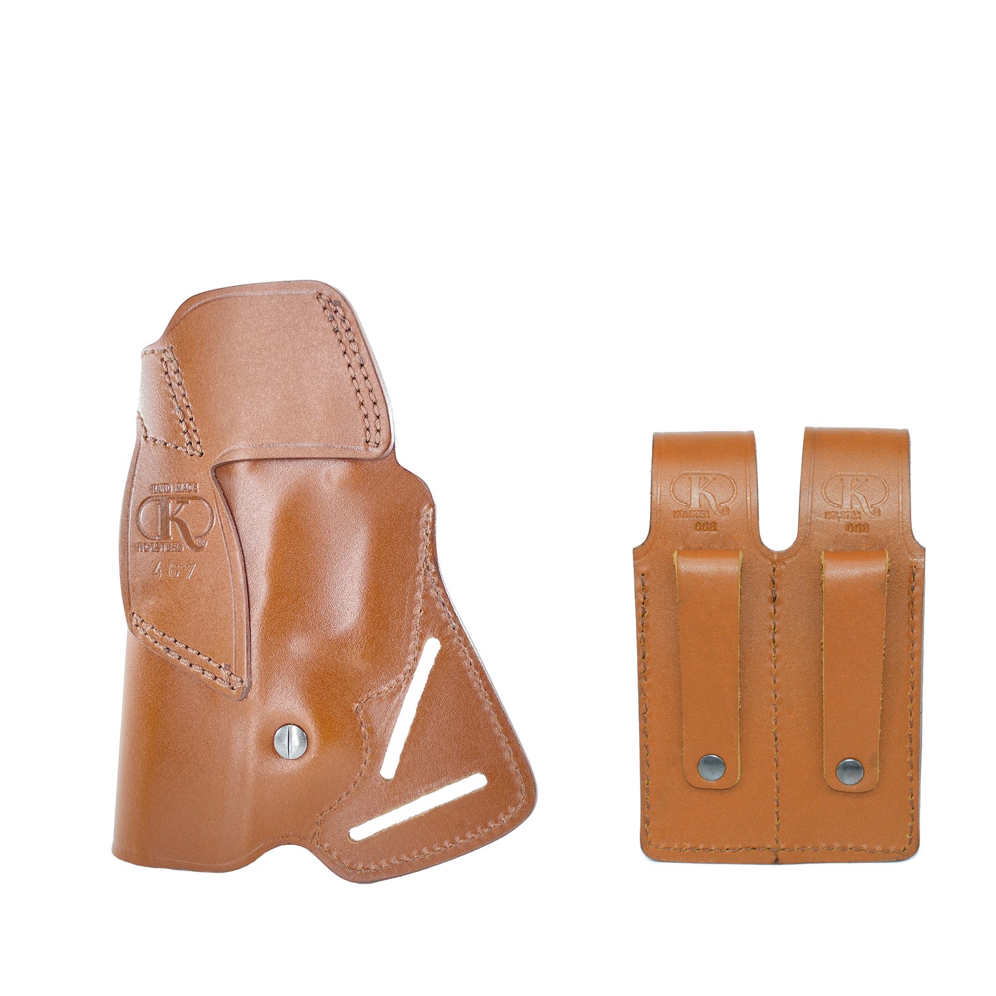 ALIS71103 Small of Back Leather Holster & Double Magazine Pouch for All 1911 Models with 4" Barrels Handmade!