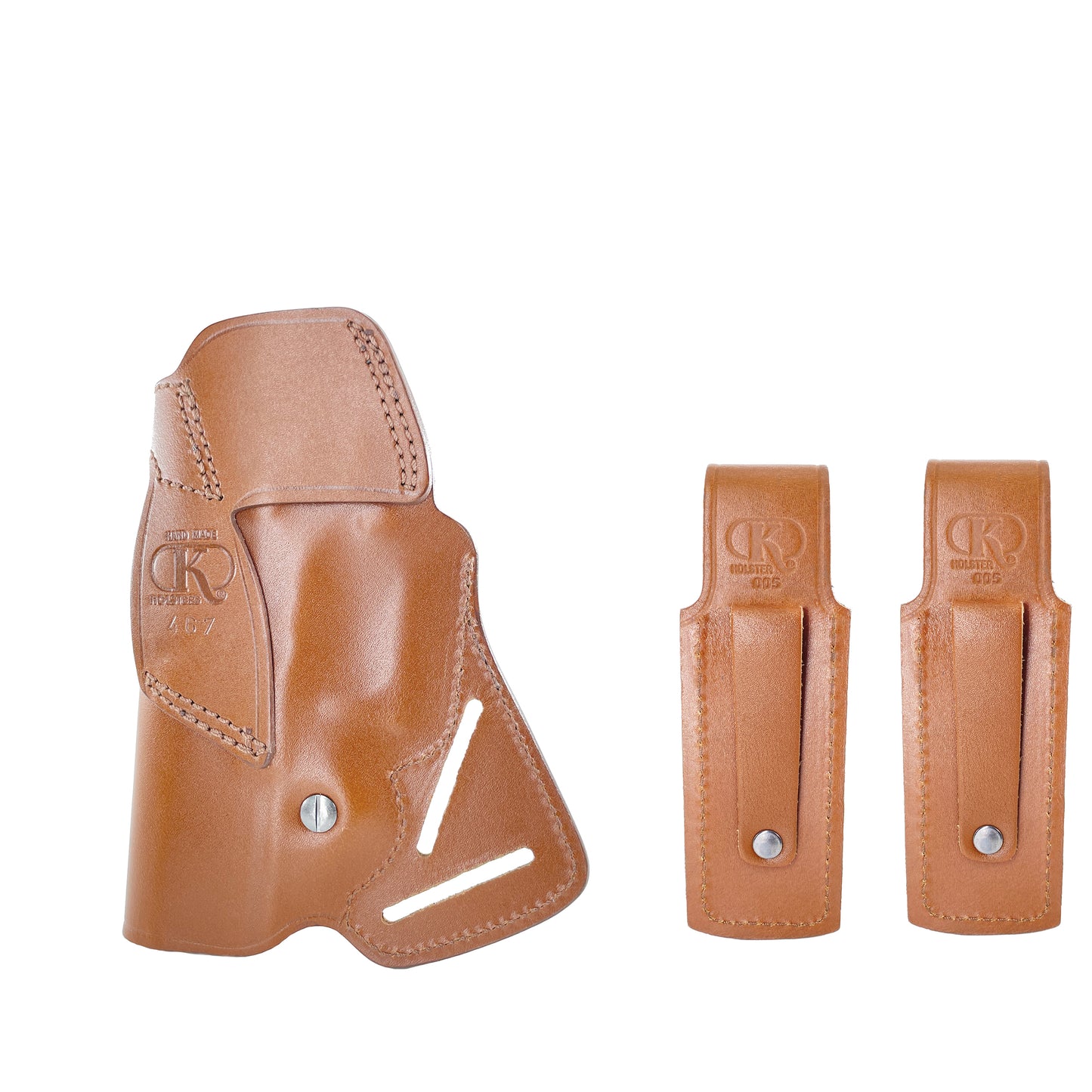 ALIS711202 Small of Back Leather Holster & Two Single Mag Pouches Fits Colt 1911 RH Handmade!