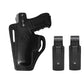 ALIS3392090 Pancake Leather Holster Thumb Break RH & Two Single Magazine Pouches for Glock 19 Glock 23 Handmade!