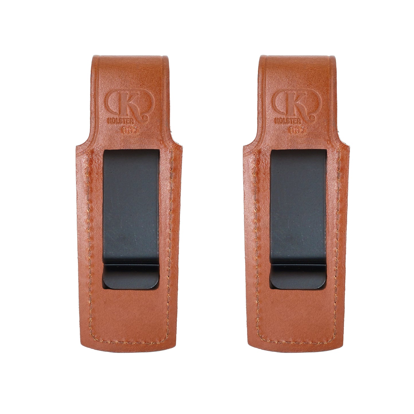 Holster ALSM2091 Two Single Leather Magazine Pouches with Belt Clip for Glock 17 19 22 23 Handmade!