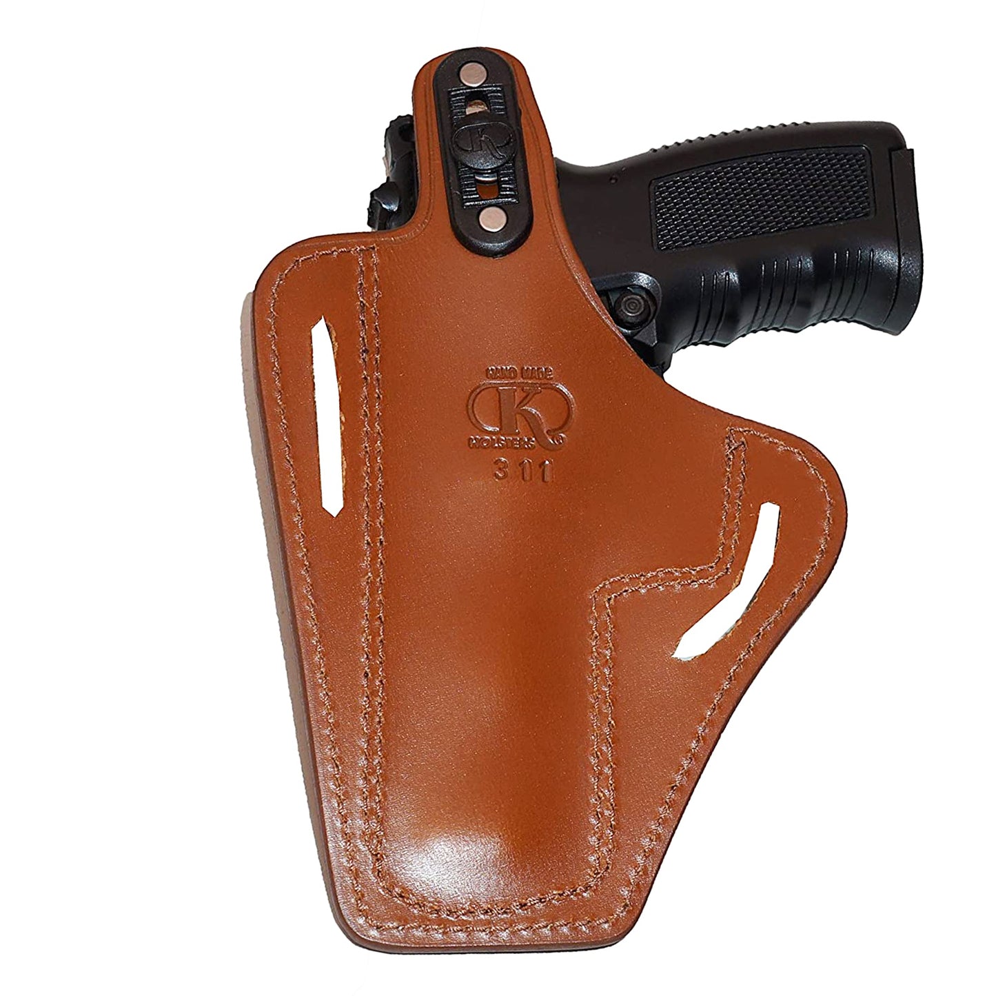 CZ 75 Pancake OWB Leather Holster, 2 Slot, Thumb Break Right Hand, Handmade (Alis311)