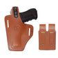 ALIS339092 Pancake Leather Holster Thumb Break RH & Double Magazine Pouch for Glock 19 Glock 23 Handmade!