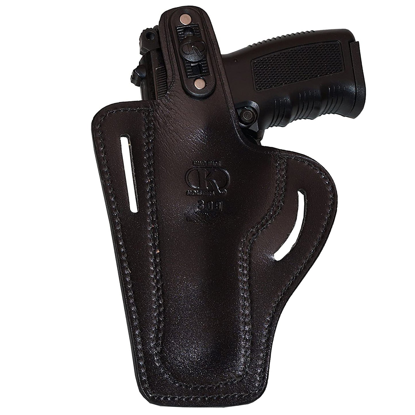 Browning HP Pancake OWB Leather Holster, 2 Slot, Thumb Break Right Hand (Alis309)