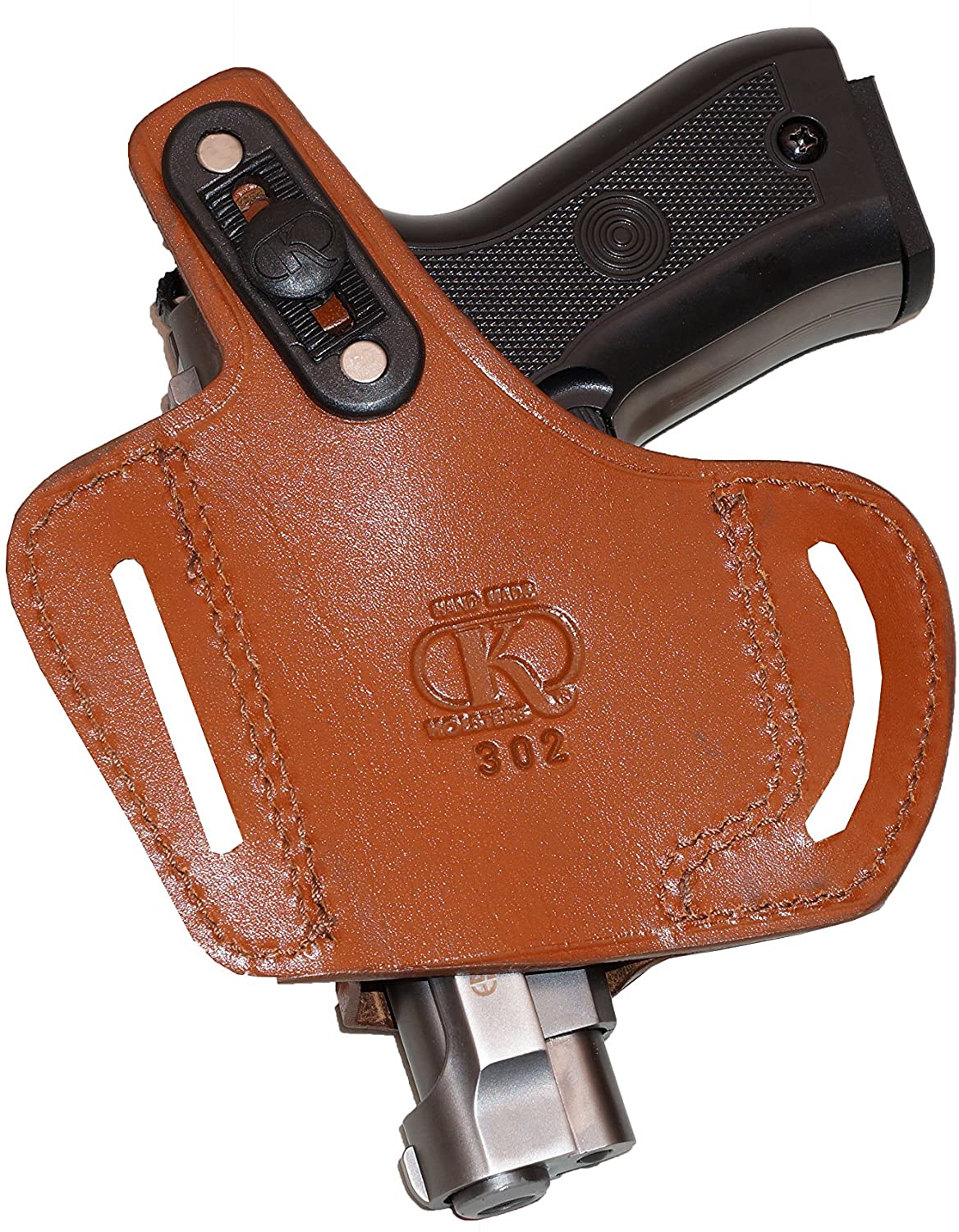 ALIS302 2 Slot Pancake Leather Holster Thumb Break Open-end RH Fits Beretta 84F Handmade!