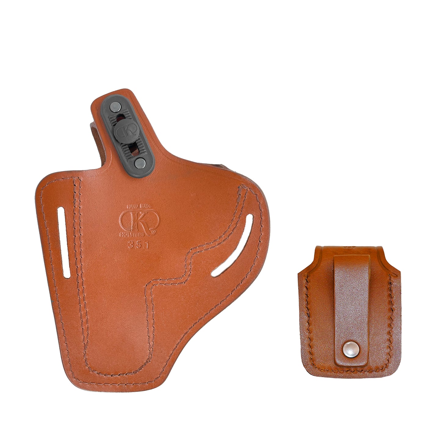 ALIS35137 2 Slot Pancake Leather Holster Thumb Break RH & Speedloader Case Fits Smith& Wesson K- Frame 3" Handmade!