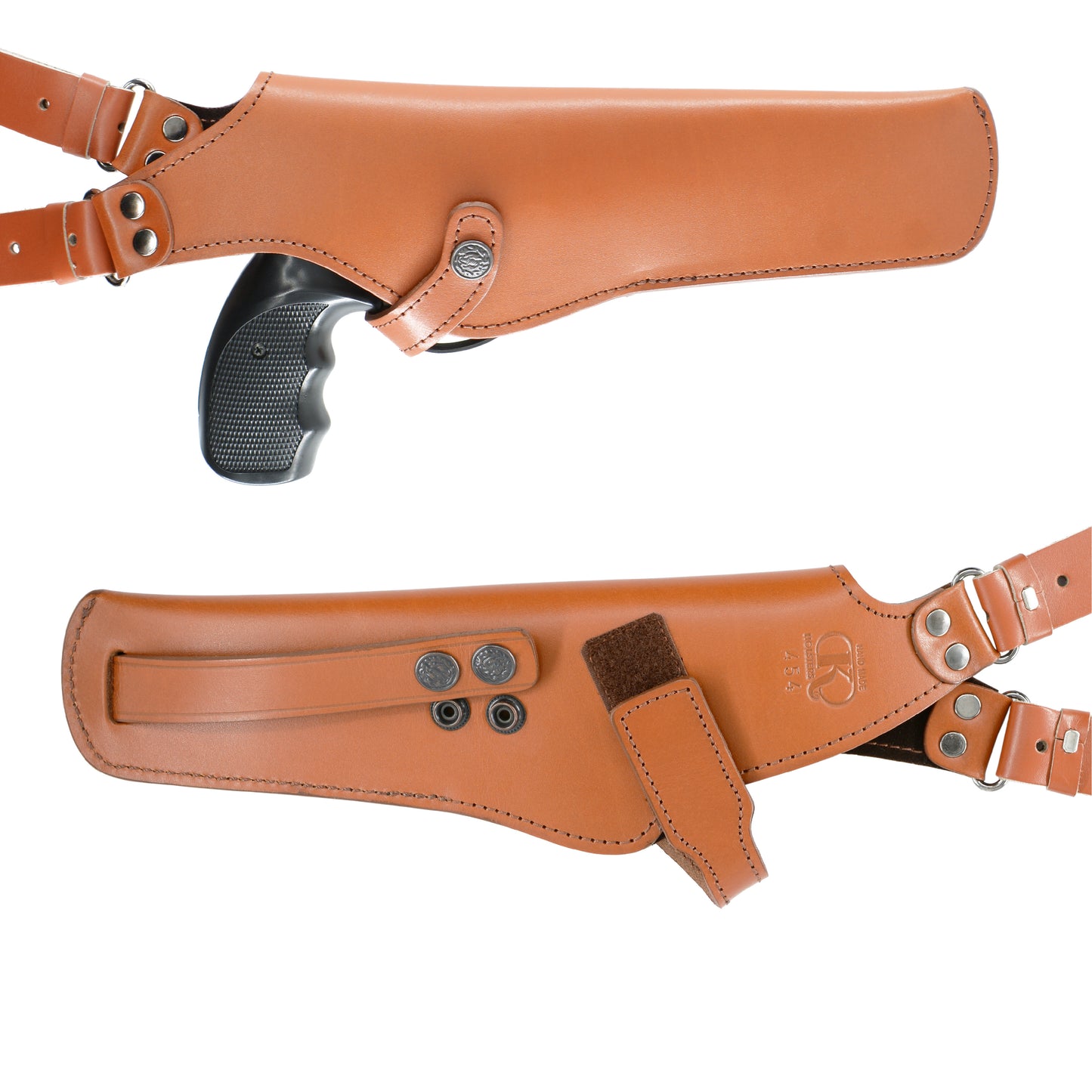 ALS454 Vertical Shoulder Holster Fits 357 Magnum 6’’ & Similar Revolvers RH Handmade! Free Extension for Big Body Size!