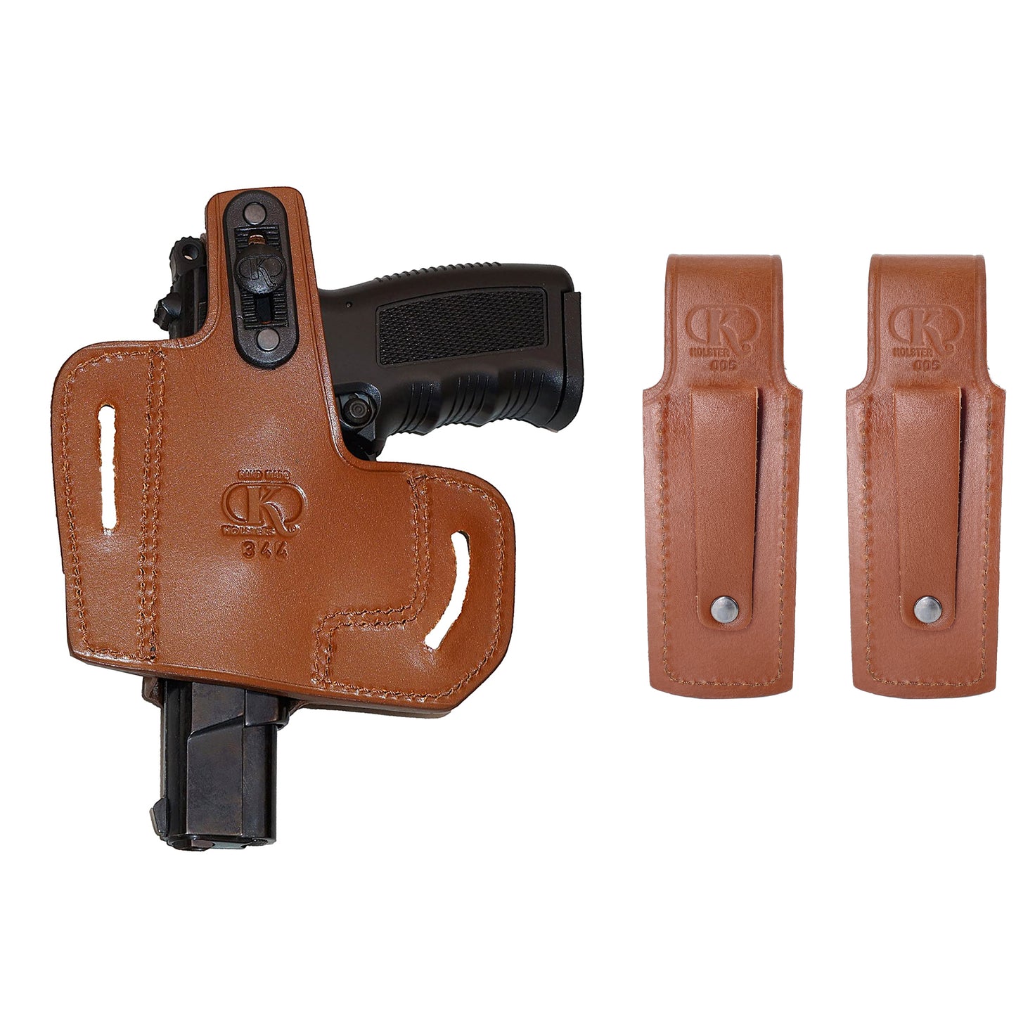 ALIS344202 Leather Pancake Holster Open-end Thumb Break RH & 2 Single Mag Pouches for Colt 1911 & All Other 1911 Models Handmade!