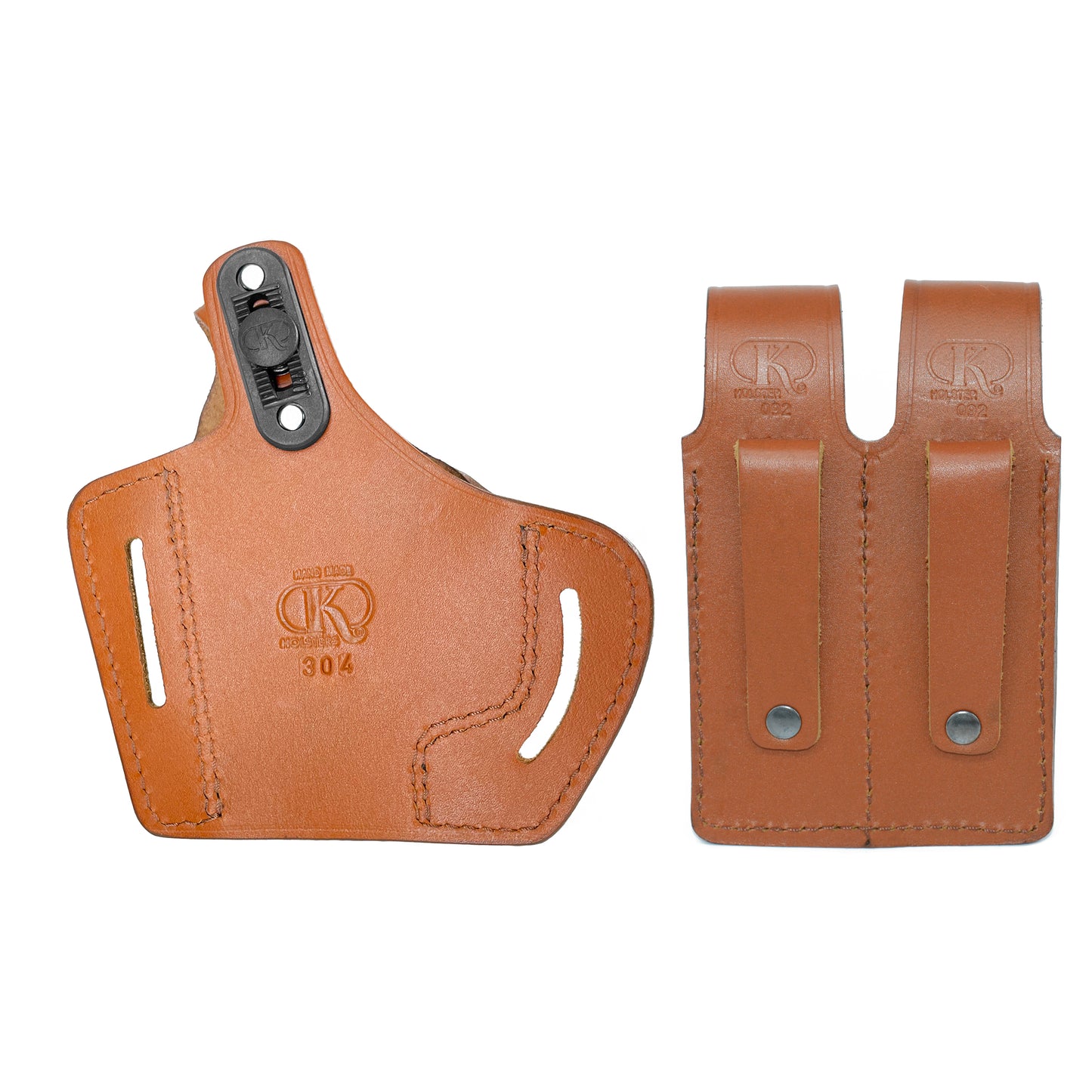 ALIS30406 Pancake Leather Holster Thumb Break RH & Double Magazine Pouch for Beretta 92 92F 96 Taurus 92&99 Handmade!