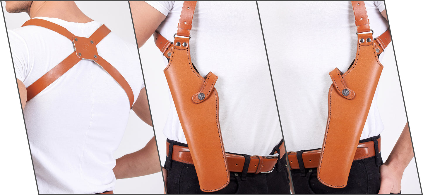 K45454 Two Gun Shoulder Holster Colt Taurus Ruger S&W 357 Magnum & Revolvers 6"