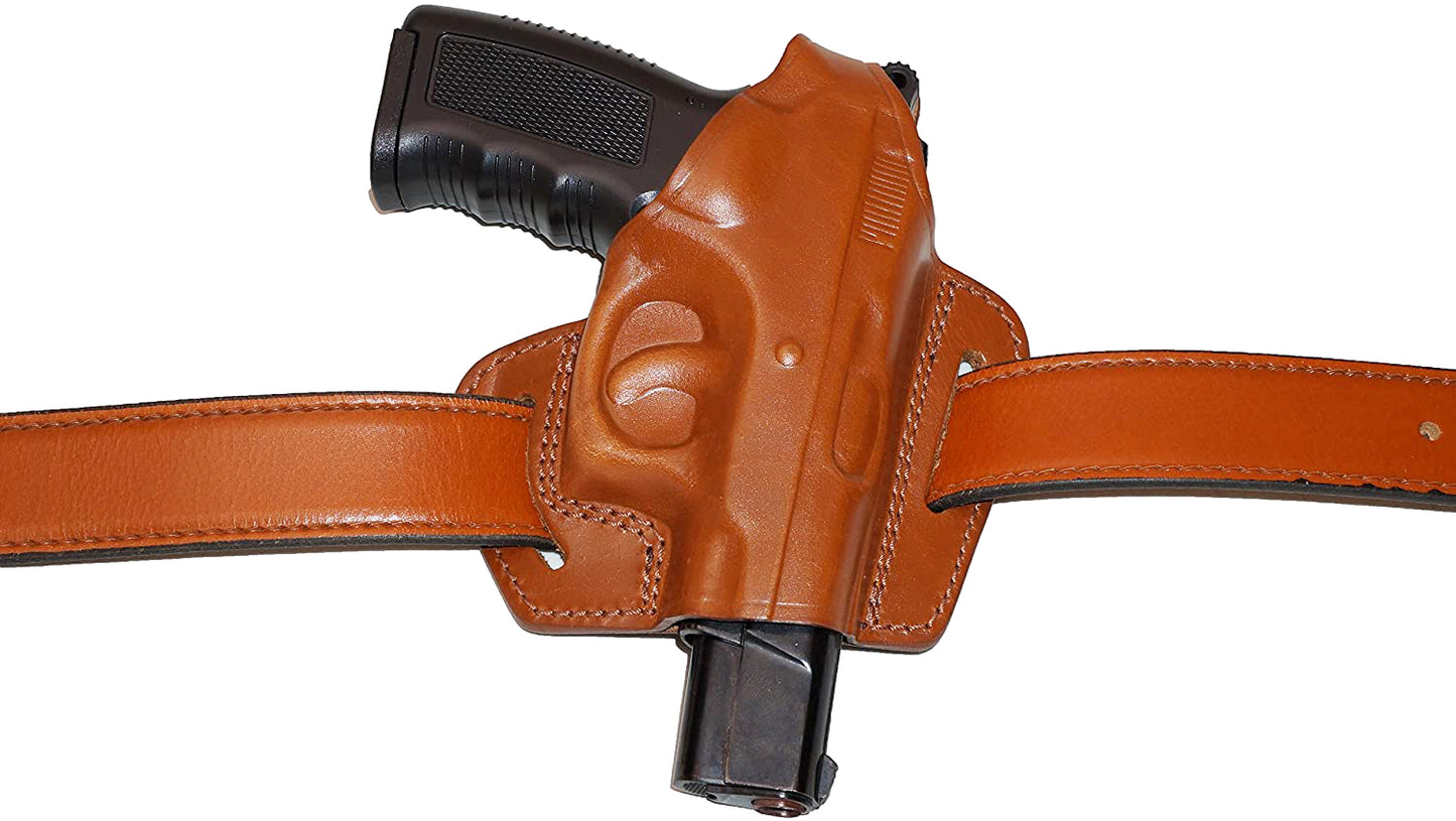 2 Slot Pancake Leather Holster Thumb Break Open-end RH & Double Magazine Pouch Fits CZ 75 RH Handmade! (#K31206)