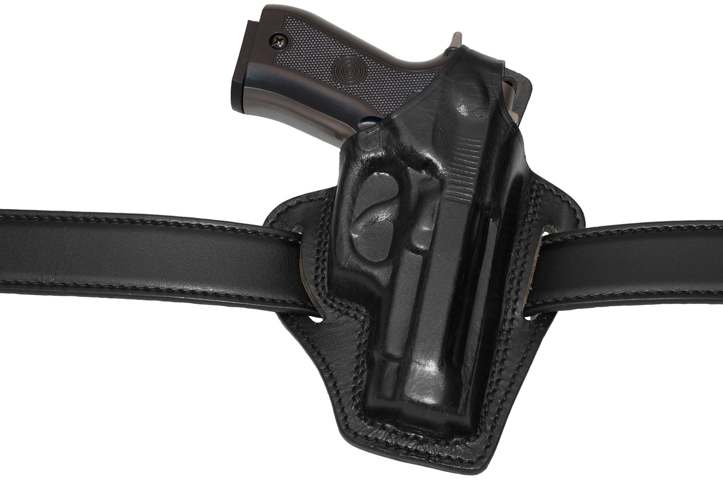 Beretta 84F Pancake Leather Holster, 2 Slot, Thumb Break Fits RH Handmade (ALIS301)